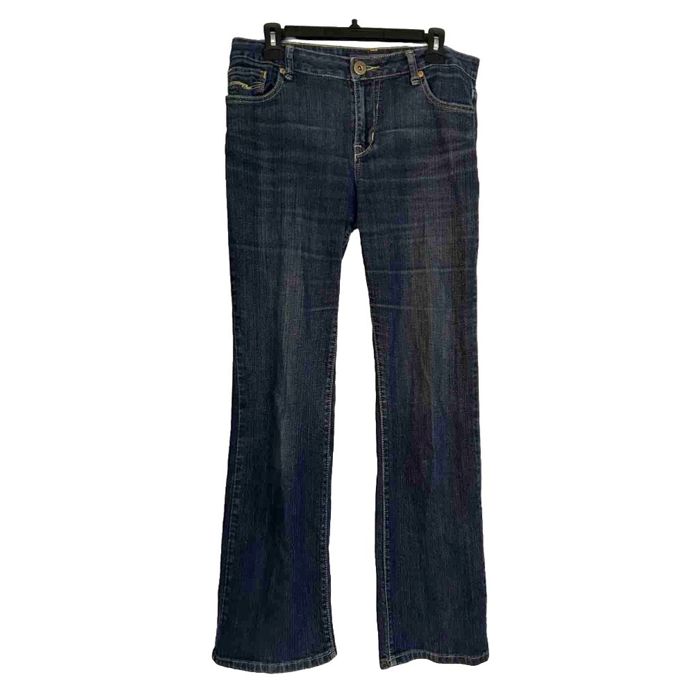 Y2K Baccini Sparkly Glitter Flare Blue Jeans Bell Bottom Denim Gold Size 8 2000s